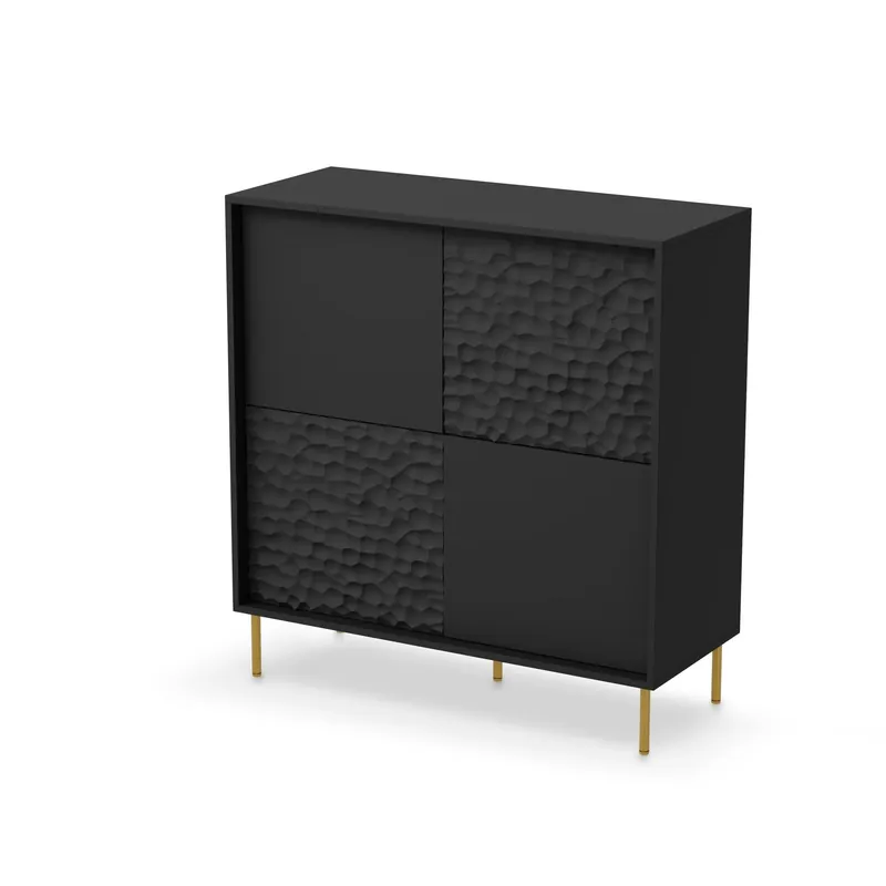 Reduceri Comoda BULLET, negru/auriu, PAL laminat, 100x41x105 cm