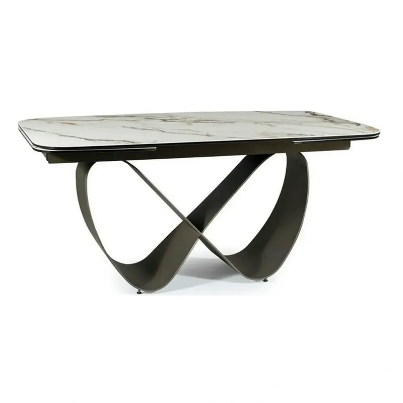 Masa extensibila INFINITY CERAMIC, alb/maro, sticla securizata/ceramica, 160/240x95x76 cm Promoție