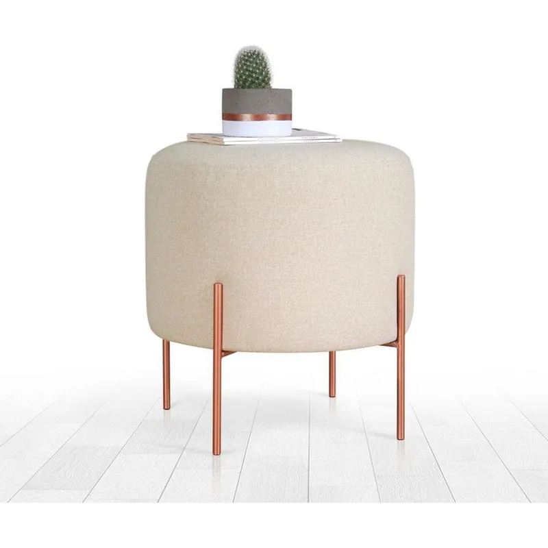 Nu rata Taburet COPPER 46, crem/cupru, material textil/otel, 40x40x42 cm