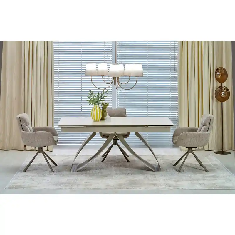Livrare expres Masa extensibila HILARIO, travertin/casmir, piatra sinterizata/metal, 180/260x90x75 cm