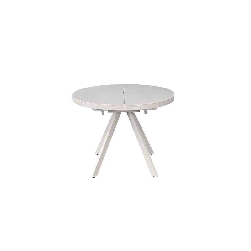 Masa extensibila LIBRA, grej cu efect de piatra travertin, ceramica/metal, 100/130x100x75 cm Preț promoțional