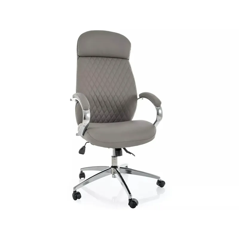 Scaun birou Q-09, gri, piele ecologică, 64x48x118 cm Ofertă de sezon