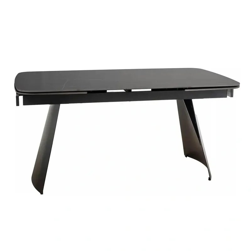 Masa extensibila BACARDI, negru mat cu efect de marmura, ceramica/metal, 160/240x90x76 cm Ofertă specială