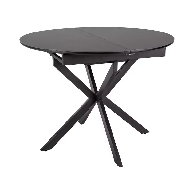 Masa extensibila GASTON, negru mat cu efect de marmura, ceramica/metal, 100/135x100x76 cm Ofertă