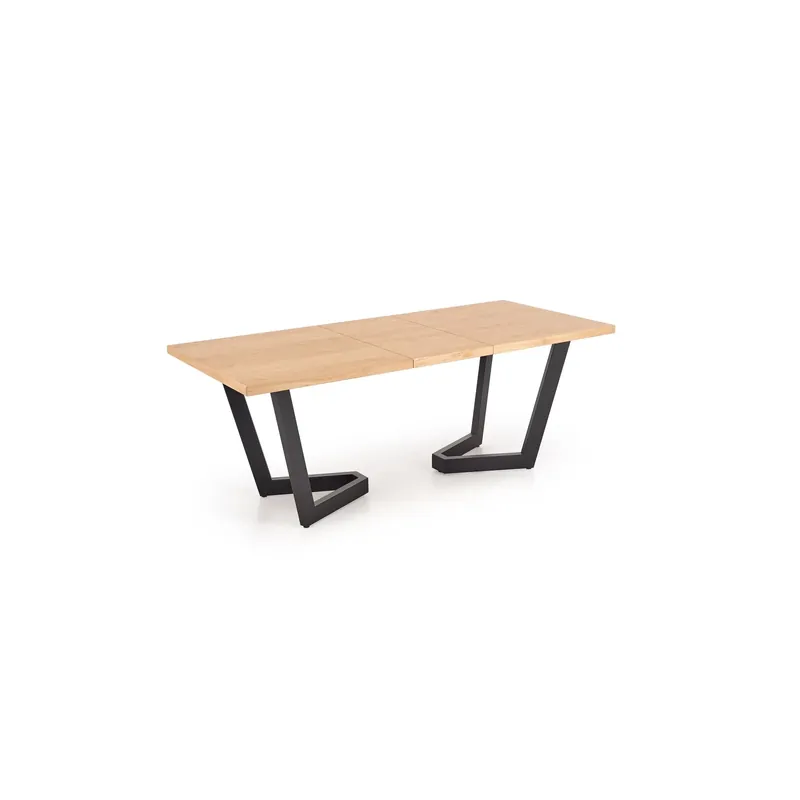 Masa extensibila MASSIVE 2, stejar natural/negru, PAL furniruit/otel, 160-250x90x77 cm Reduceri
