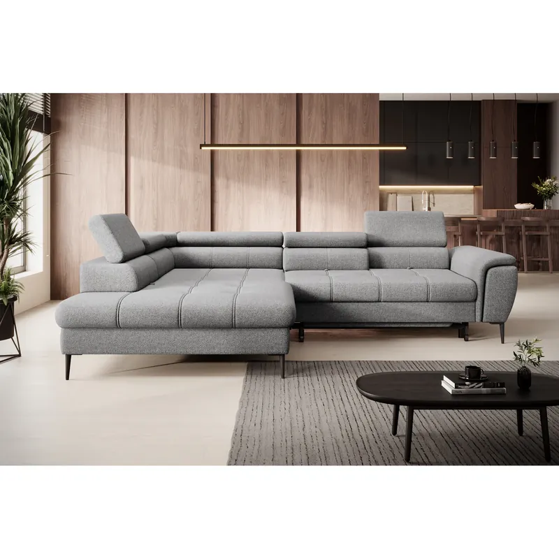Coltar extensibil DENVER L, personalizabil materiale gama Oferta Avantaj, cu lada depozitare, 288x218x94 cm Retur gratuit