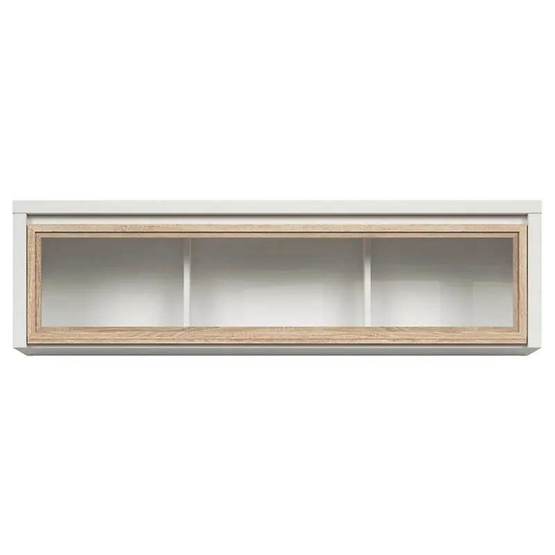 Vitrina suspendata KASPIAN, alb/stejar sonoma, PAL/sticla, 144x31x40 cm Calitate înaltă
