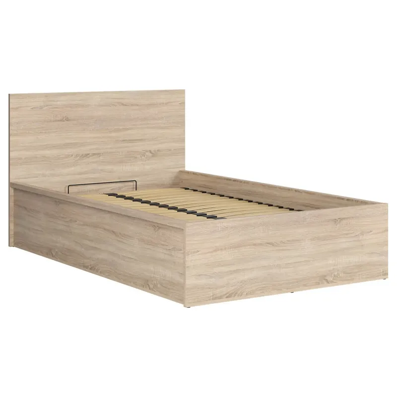 Pat TETRIX 120x200, stejar sonoma, PAL laminat, cu somiera si lada depozitare Retur ușor
