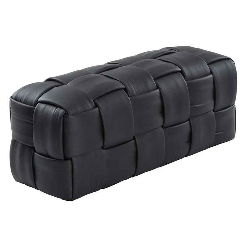 Taburet LUCA, negru, piele ecologica, 108x44x43 cm Reduceri