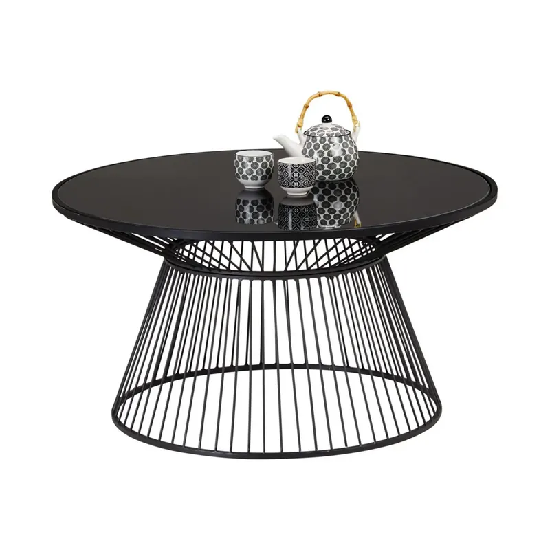 Masuta cafea RAVEN, negru, sticla/metal, 80x80x42 cm Nu rata