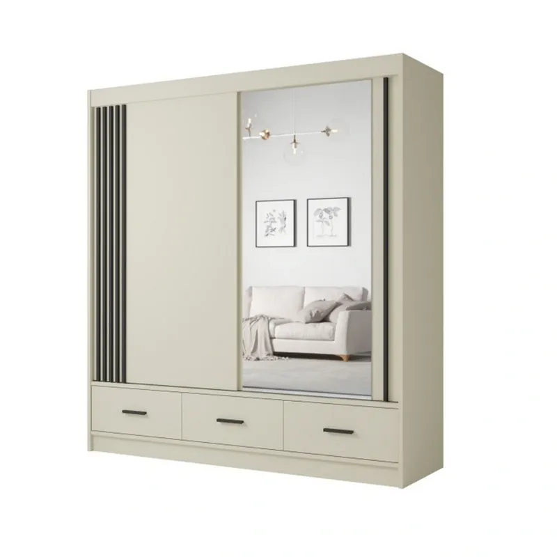 Ofertă specială Dulap CANADA CA34-200, casmir/negru, PAL, cu 2 usi si 3 sertare, 200x60x215 cm