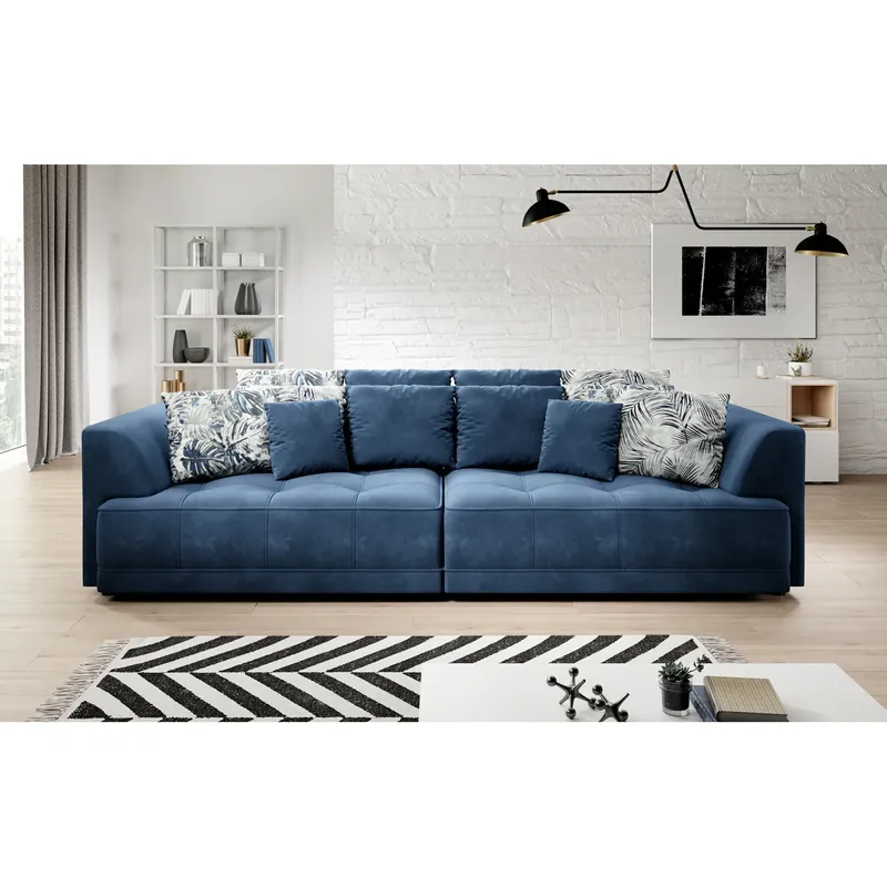 Expediere rapidă Canapea TIGA, stofa catifelata turcoaz inchis - Riviera 87, Gama Premium, reglaj electric, 4 locuri, 302x136x72/88 cm