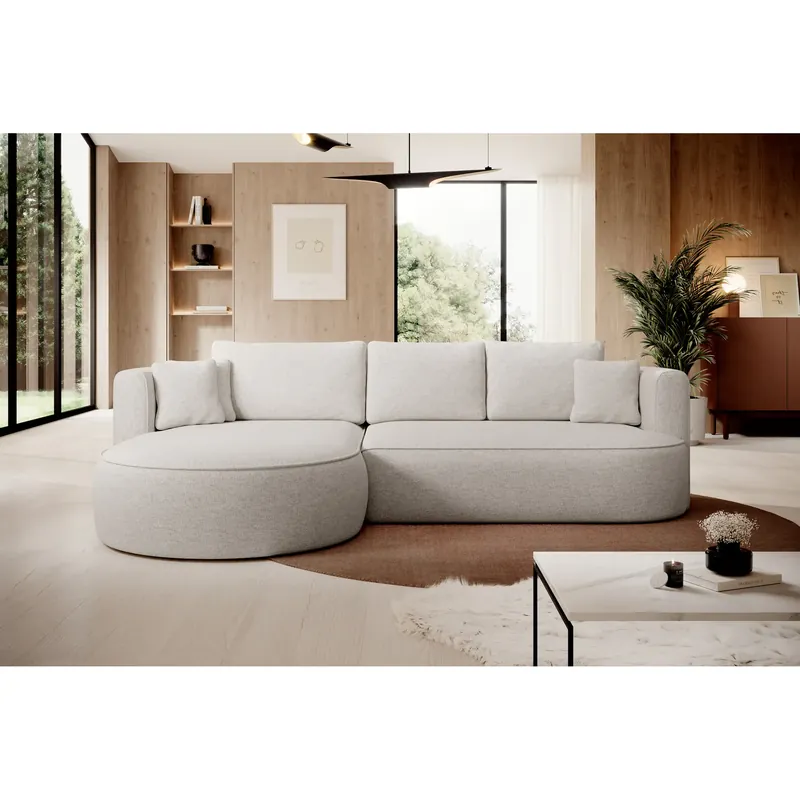 Cumpărături sigure Coltar extensibil FIORE, sezlong stanga, stofa catifelata albastru inchis - Palladium 12, Gama Premium, cu lada depozitare, 284x183x82 cm