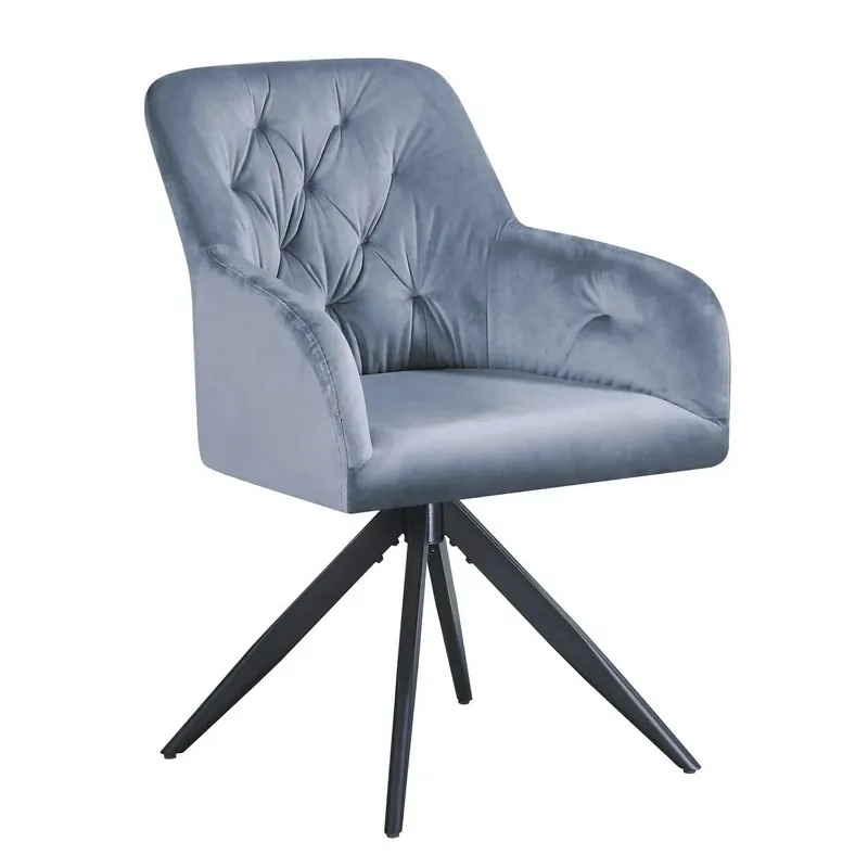 Preț promoțional Scaun rotativ MAX, albastru deschis/negru, stofa catifelata/metal, 61x61x85 cm