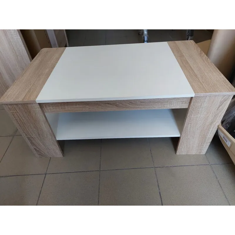 PRODUS RESIGILAT - Masuta cafea FINLEY, stejar sonoma/alb, PAL, 100x58x44 cm Cel mai bun preț