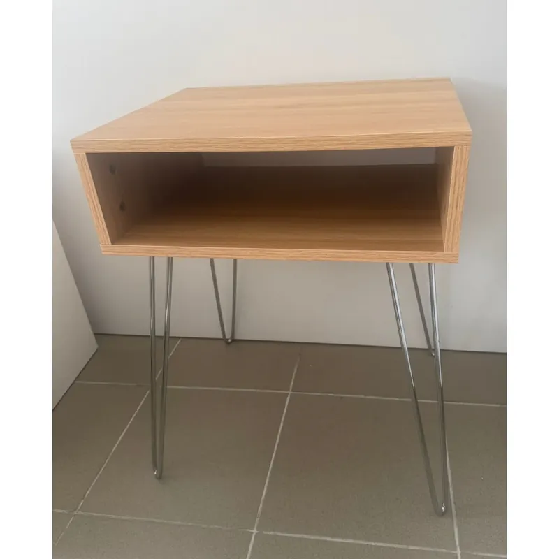 PRODUS RESIGILAT - Masuta laterala LAMEJ, stejar/crom, 45x35x58 cm Ofertă exclusivă