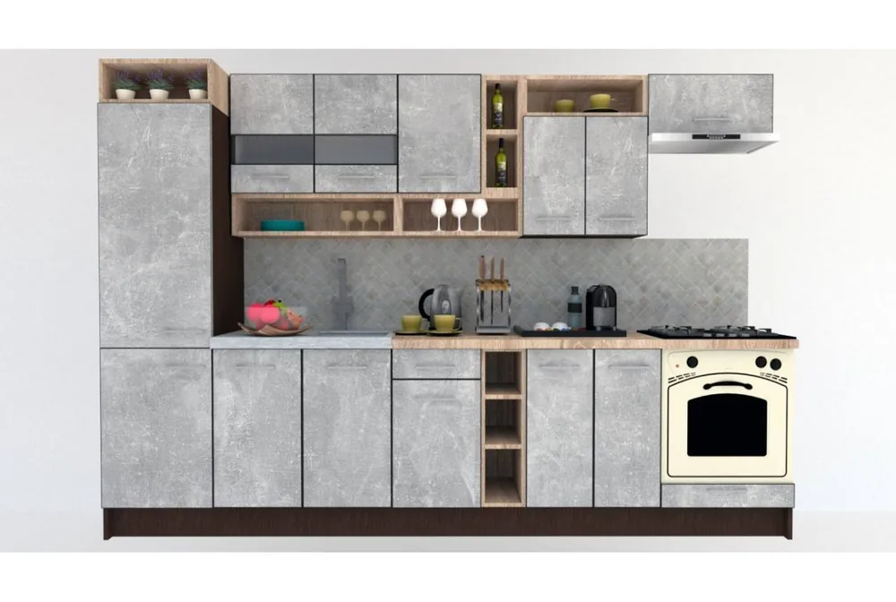Bucatarie COSSY NEW 310 B1 Wenge / Decor 4298 Reduceri