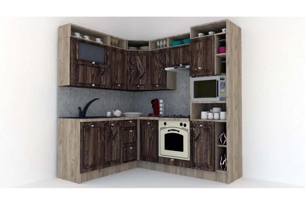 Bucatarie de Colt LEEA ART CORNER FRONT MDF ROSA 180-220 A DR. K002 / decor 264 Retur ușor