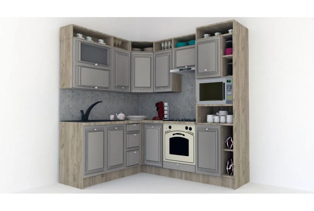 Popular Bucatarie de Colt LEEA ART CORNER FRONT MDF STILE 180-220 A DR. K002 / decor 210