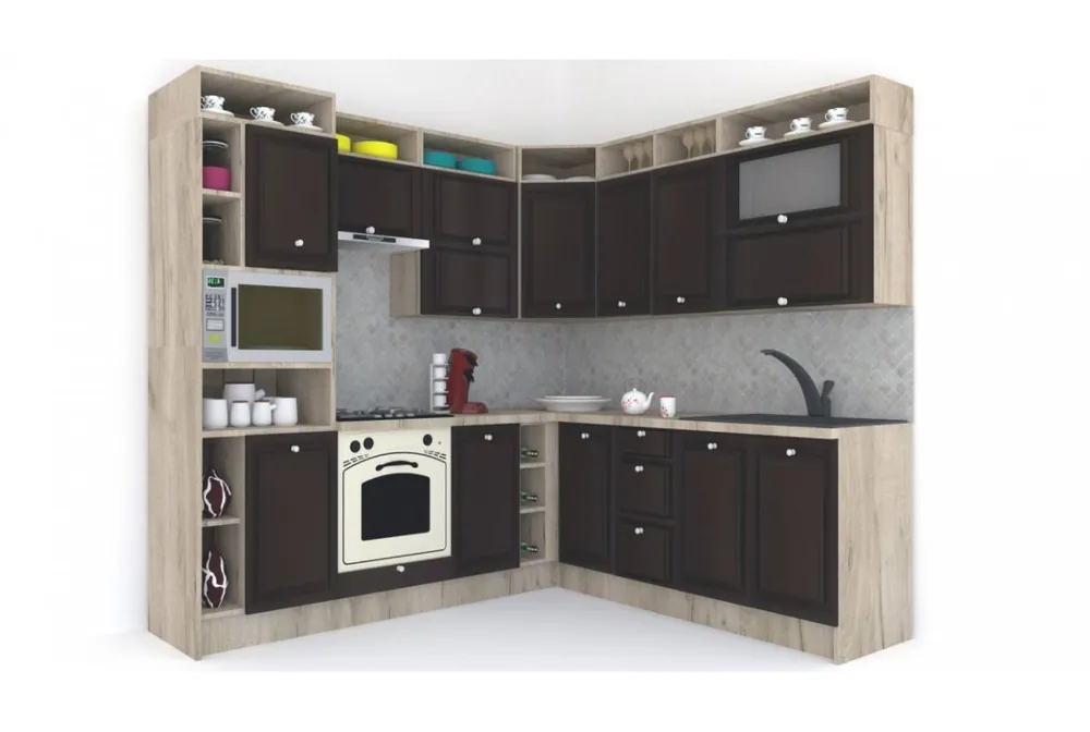 Nu rata Bucatarie de Colt LEEA ART CORNER FRONT MDF EKRAN 220-240 ST. K002 / decor 244