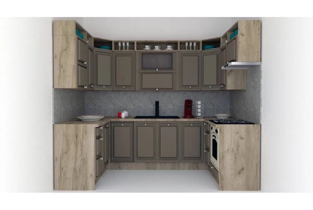 Vezi acum Bucatarie de Colt LEEA ART U FRONT MDF PORTAL 160-280-160 K002 / decor 200
