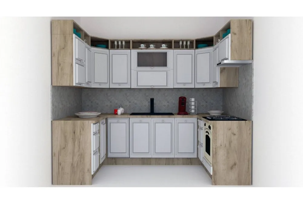 Bucatarie de Colt LEEA ART U FRONT MDF REGULARNY 160-280-160 K002 / decor 263 Doar azi