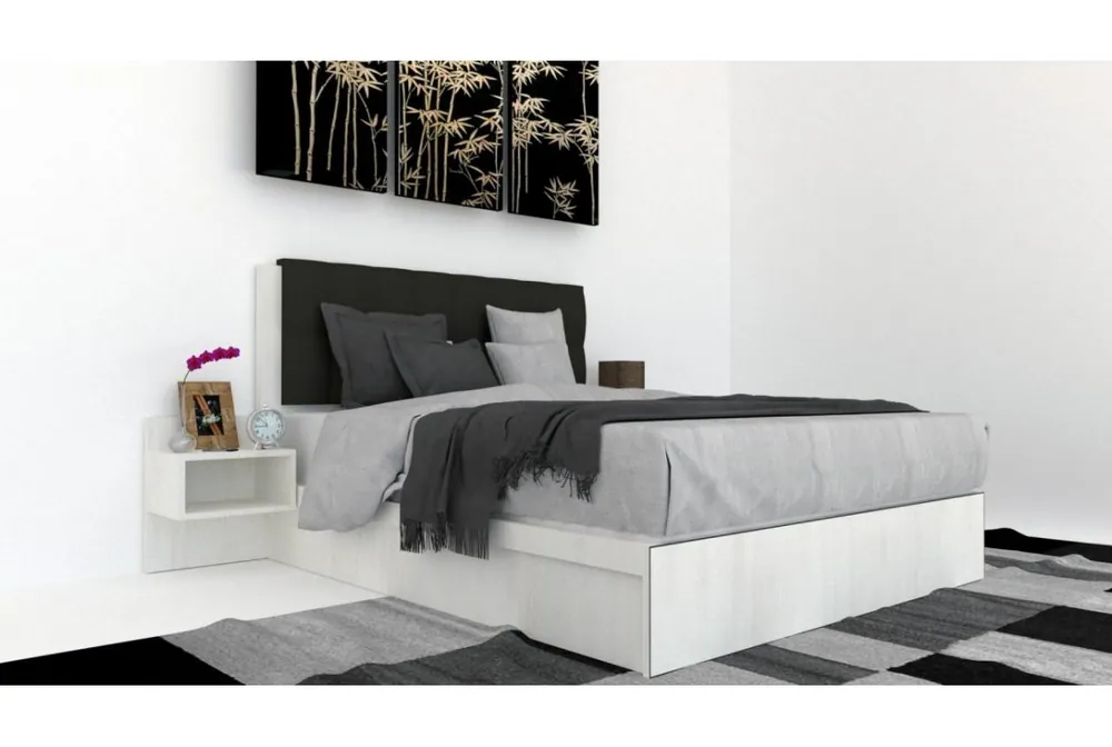 Ofertă limitată Pat Tapitat LEX 140 cu 2 noptiere, Decor 8508 / Kronos 34