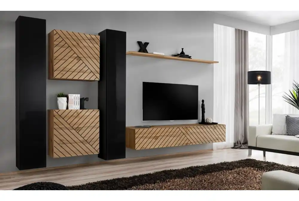 Living SWITCH LAMEL 6 WWTL SW 6 Genarom AM Negru Lucios / Stejar Wotan Lamel Disponibil imediat