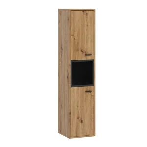 Cabinet de baie suspendat Velum (Negru + Stejar artizan) Calitate înaltă