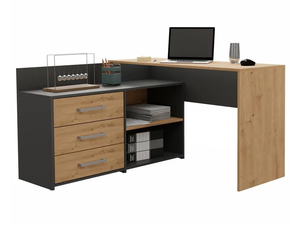 Birou de colt Mandeville 131 (Antracit + Stejar artizan) Comandă acum