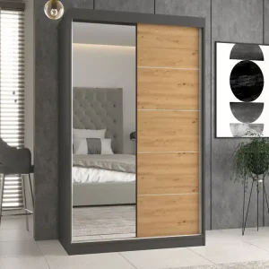 Dulap Mandeville 157 (Antracit + Stejar artizan) Promoție
