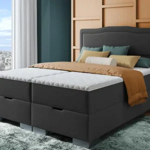 Ultima șansă Pat dublu Boxspring 160/200 , gri inchis