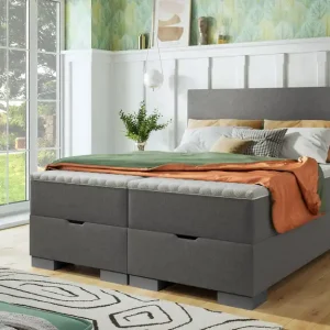 Calitate înaltă Pat dublu Boxspring 160/200 , bej inchis