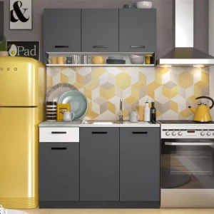 Bucatarie cu blat termic inclus , antracit + alb Ofertă