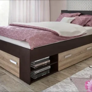 Doar azi Pat 120/200 + sertare , wenge + stejar sonoma