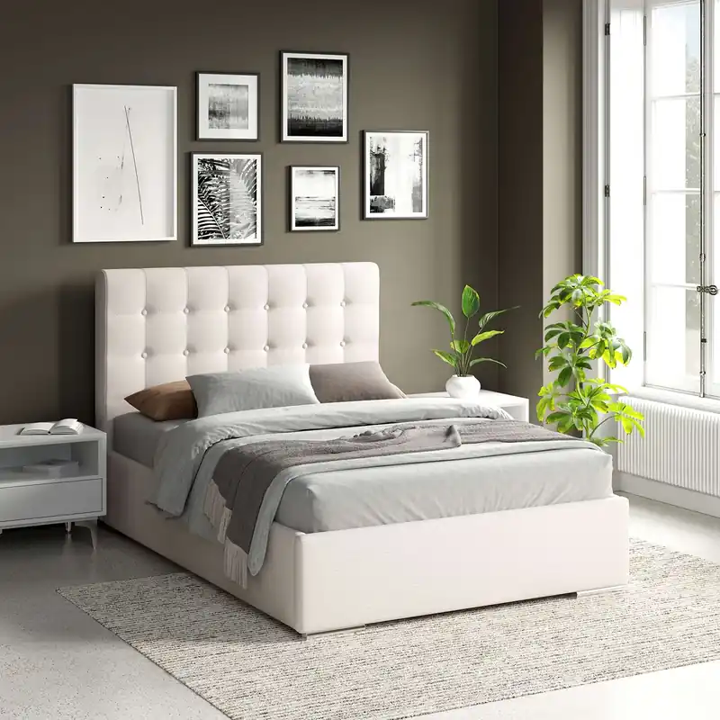 Discount Pat tapitat GEORGIA Clasic, 140x200, H127, somiera, Stofa Bej V03