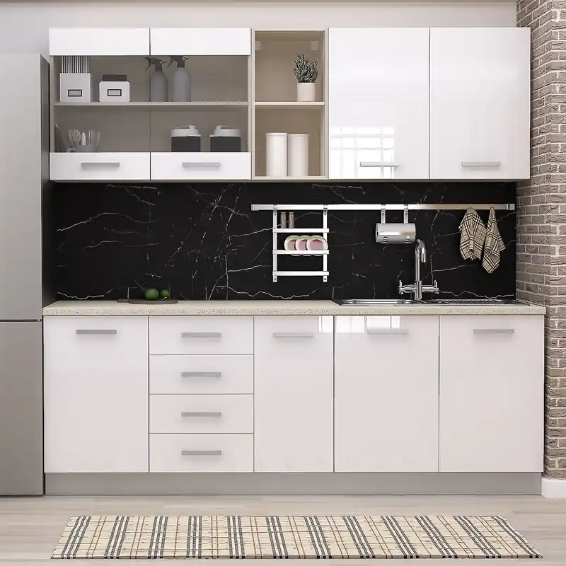 Noutate Mobila bucatarie STYLE 215, Vizon, MDF Alb Gloss