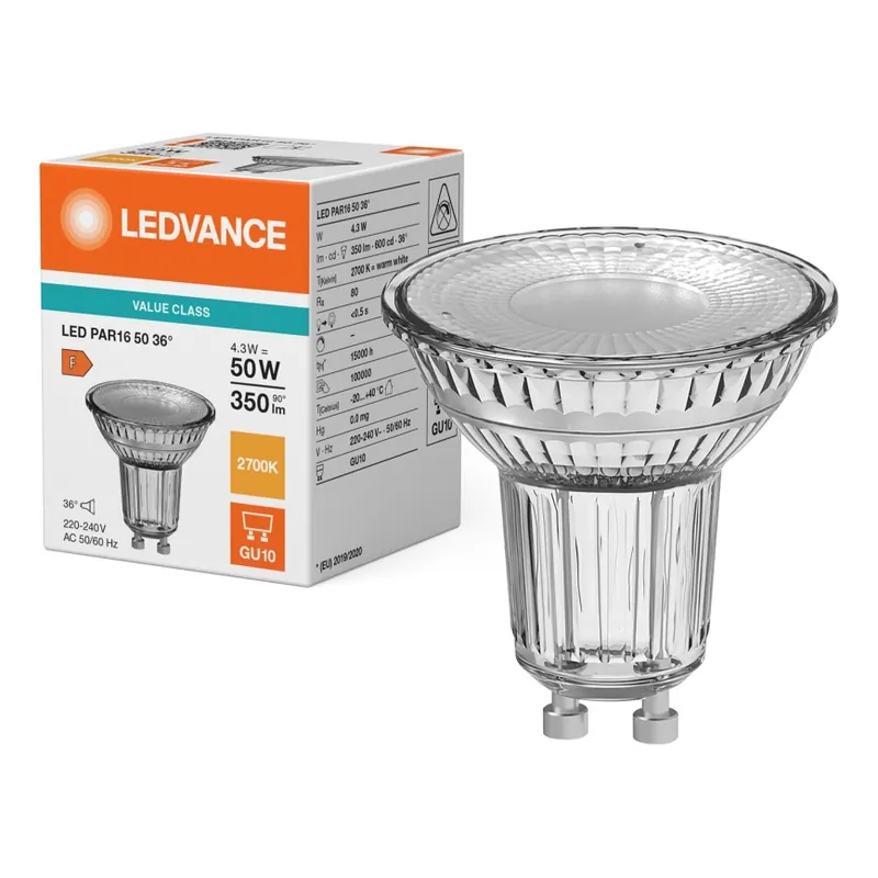 Bec LED reflector PAR16 GU10/4,3W/230V 2700K 36° - Ledvance Reducere de preț
