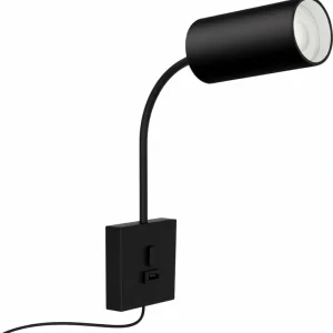 Plată securizată Immax NEO 08295L - Lampă de perete PUNTO cu USB, 1x GU10/9W/230V, neagră