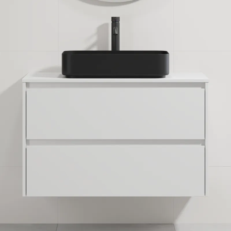 Dulap de baie cu lavoar TRONDHEIM/LJORDAL 90x57x46 cm alb/negru Vezi acum