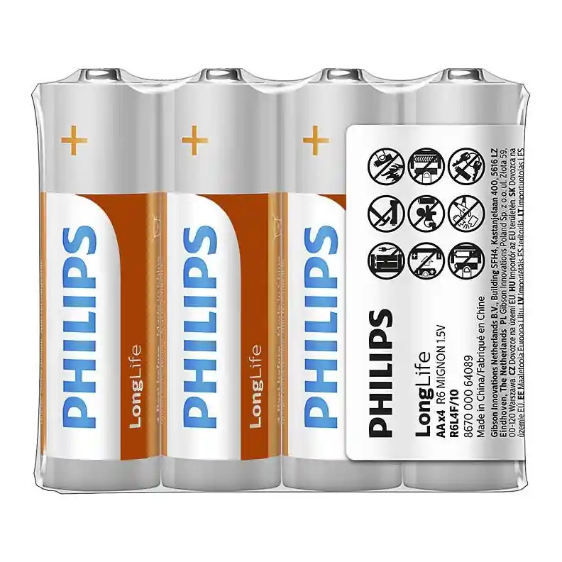 Reducere Philips R6L4F/10 - 4 bucăți Baterie zinc-clorură AA LONGLIFE 1,5V 900mAh