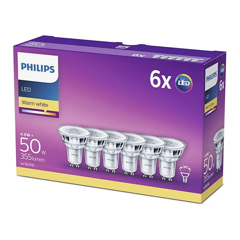 Reducere extra SET 6x bec LED Philips GU10/4,6W/230V 2700K