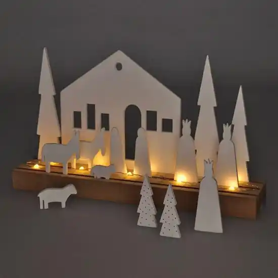 Plată securizată Decorațiune LED de Crăciun LED/2xAAA lemn sat