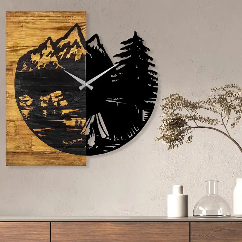 Expediere rapidă Ceas de perete 56x58 cm 1xAA lemn/metal