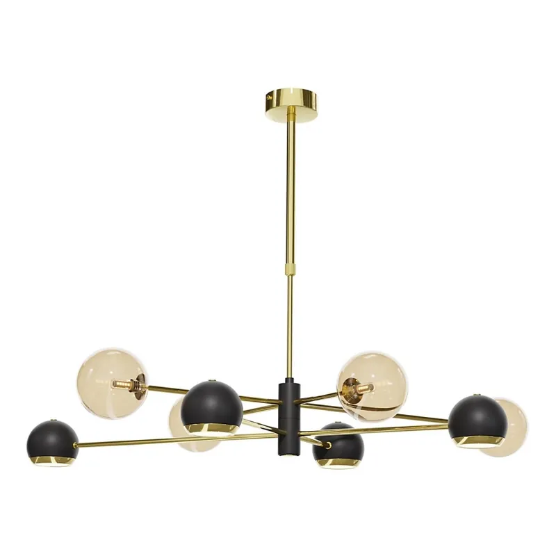Reducere specială Lustră pe tijă Jupiter 1972 MOKA 4xGU10/10W/230V + 4xG9/10W/230V auriu/negru/bej