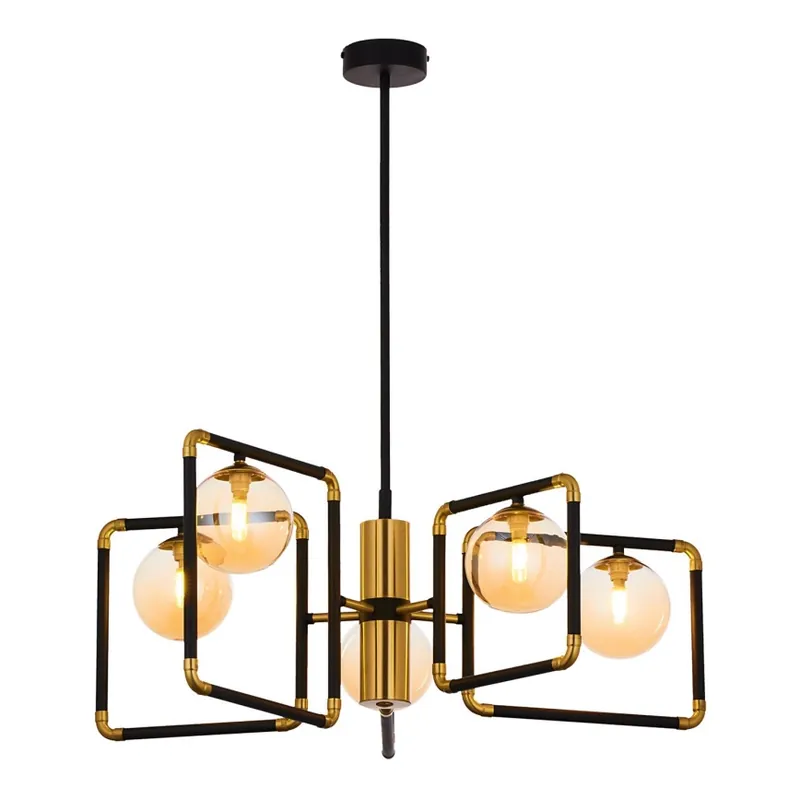 Lustră pe tijă Jupiter 1984 IBRA 5xG9/10W/230V negru/auriu/bej Chilipir