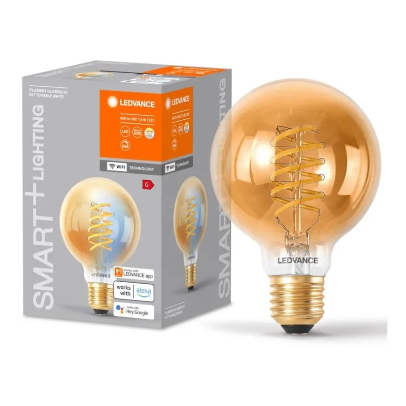 Bec LED dimabil Ledvance SMART+ FILAMENT GLOBE G80 E27/8W/230V 2200-5000K Wi-Fi Noutate