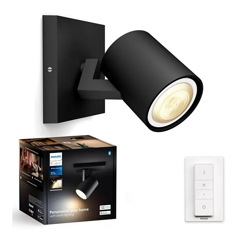 Spot LED dimabil Philips Hue RUNNER 1xGU10/4,2W/230V 2200-6500K negru + telecomandă Bestseller