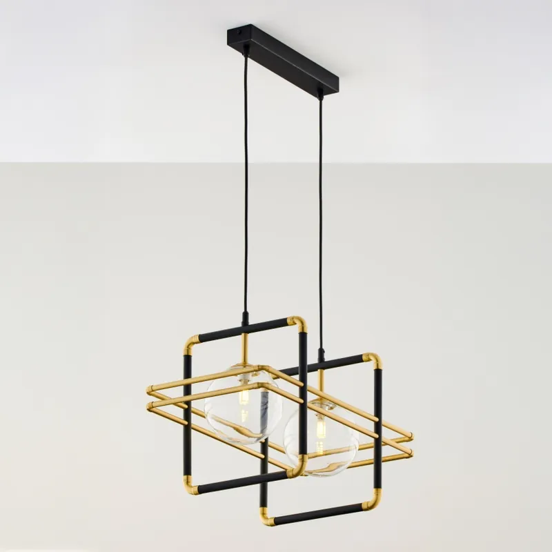 Lustră pe cablu Jupiter 2029 FIORI 2xG9/10W/230V negru/auriu/transparent Ieftin