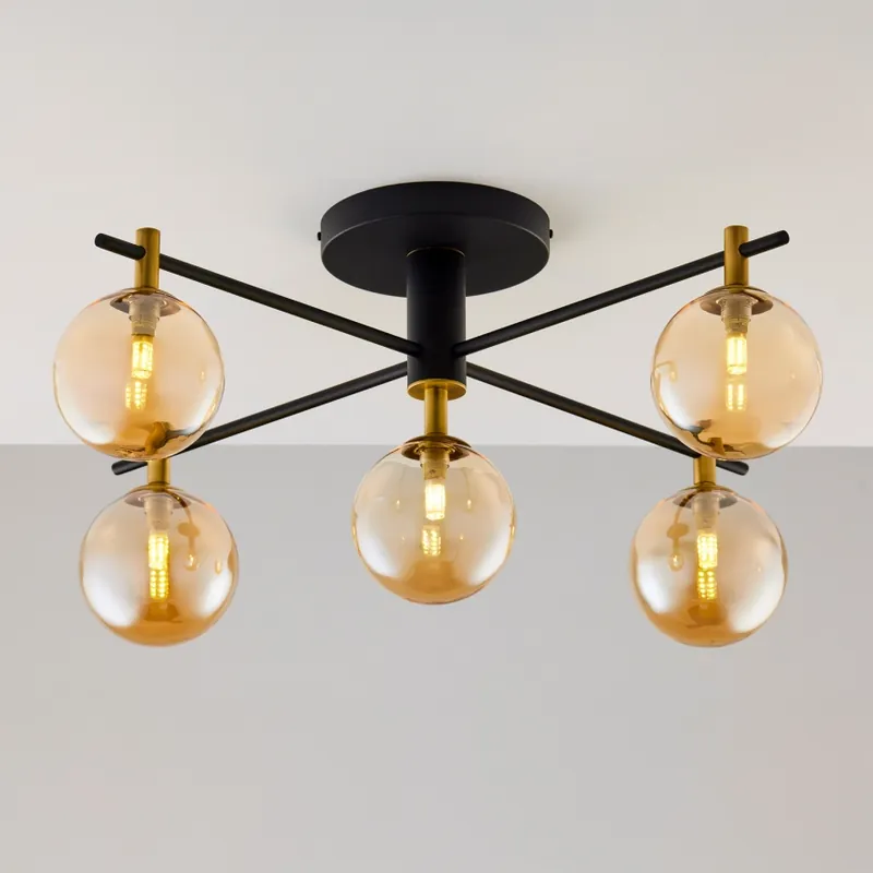 Popular Lustră aplicată Jupiter 2032 FIGARO 5xG9/10W/230V negru/auriu/bej